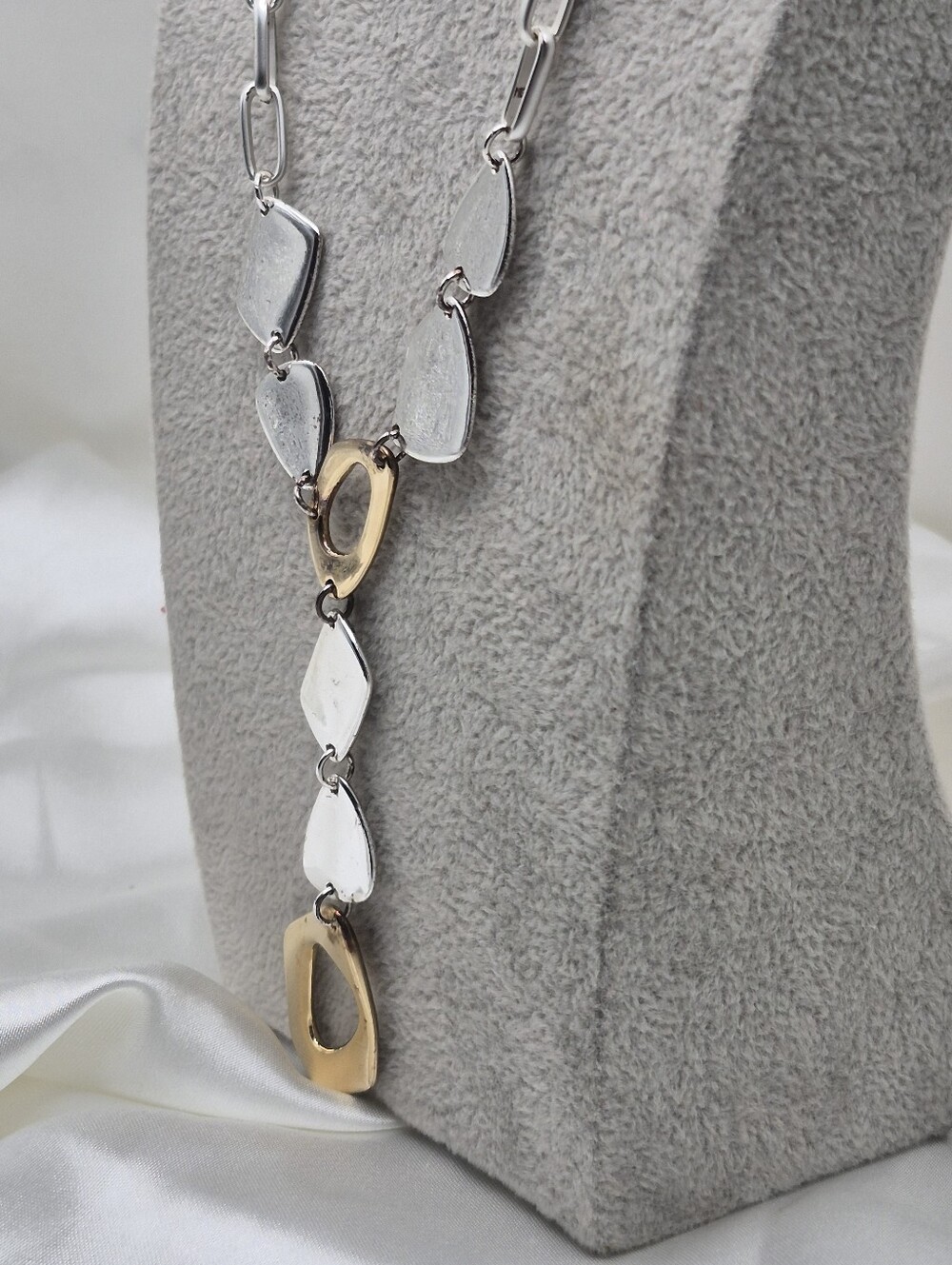 Napier 18" (+2"Lariat Drop) Gold & Silver Two-Tone Drop Necklace W Tag